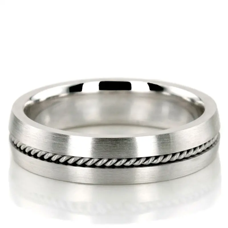 10K white gold 5mm. satin finish hand-made-wedding-ring - alternate view 2