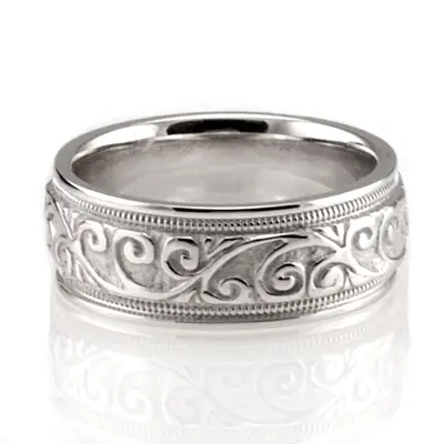 10K white gold 6.5mm high polish hand-made-antique-wedding-band - alternate view 2 thumbnail