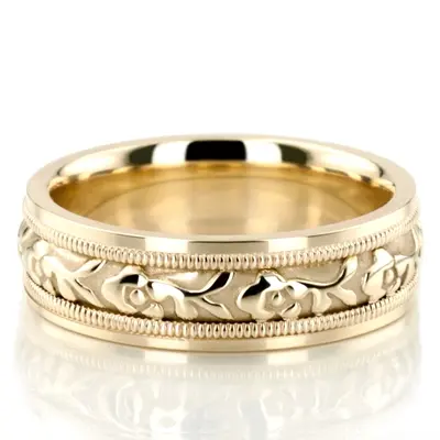 Beaded Antique Handcrafted Wedding Band 
