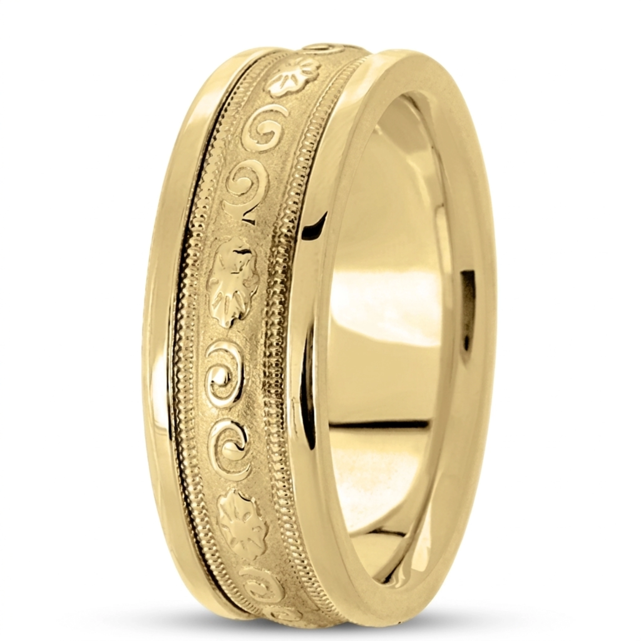 14K yellow gold 8mm. high polish hand-made-antique-wedding-band - alternate view 4