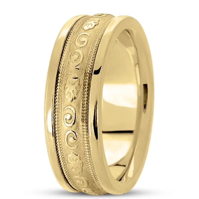 10K yellow gold 8mm. high polish hand-made-antique-wedding-band - alternate view 4