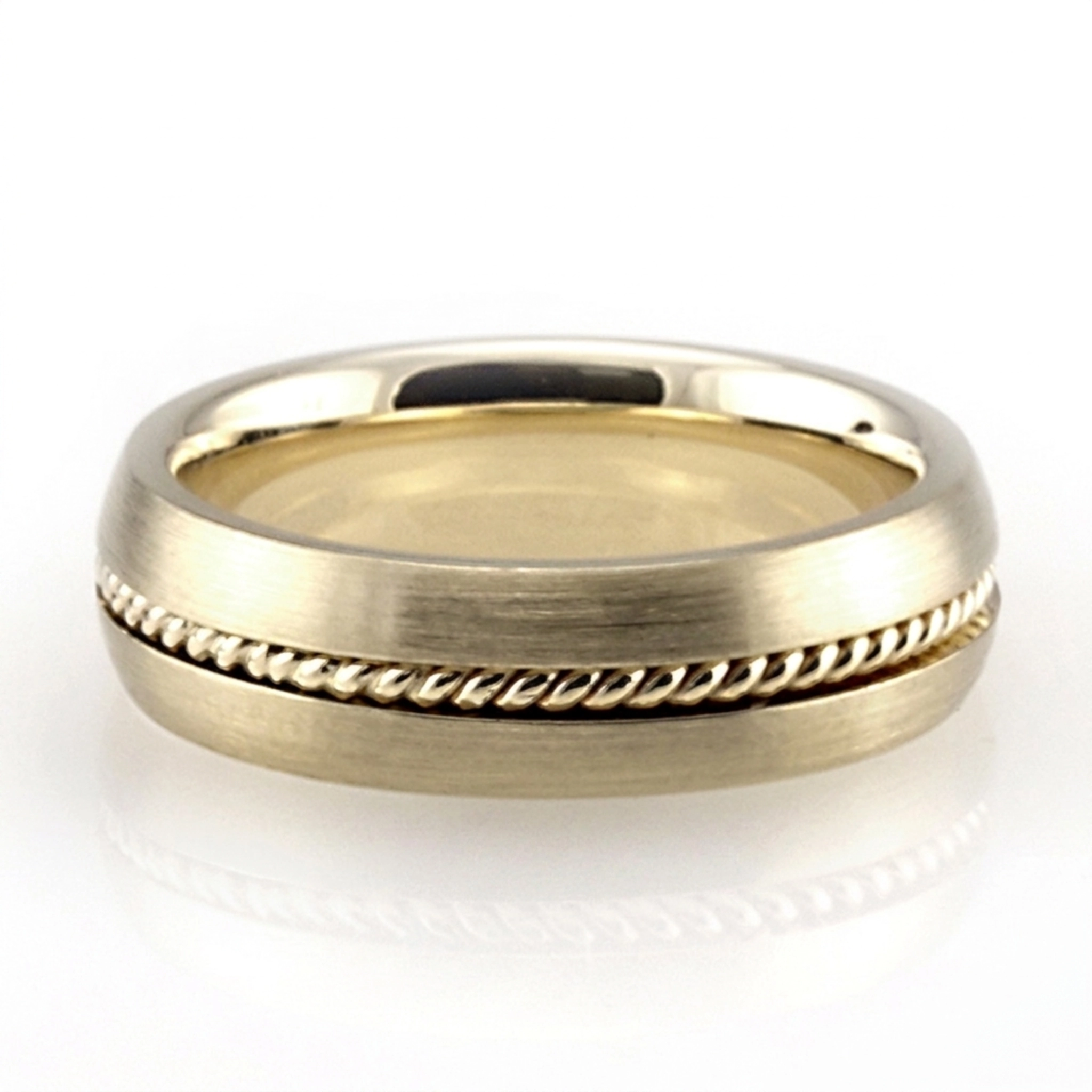 10K yellow gold 6mm. high polish hand-made-hand-woven-wedding-band - main view