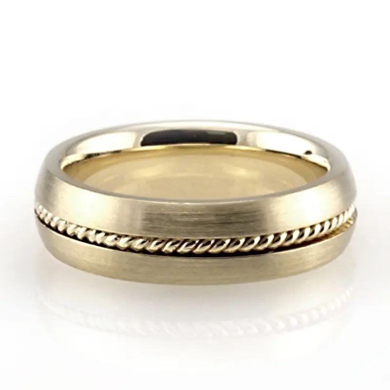 10K yellow gold 6mm. high polish hand-made-hand-woven-wedding-band - main view