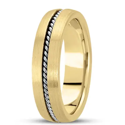 10K yellow-white-yellow gold 7mm. satin hand-made-hand-woven-wedding-band - alternate view 5 thumbnail