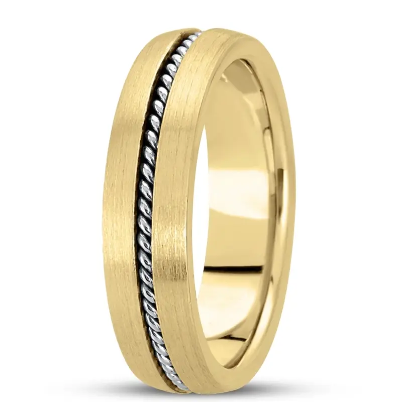 10K yellow-white-yellow gold 7mm. satin hand-made-hand-woven-wedding-band - alternate view 5