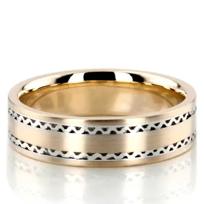 Wave Motif Contemporary Handcrafted Wedding Band 