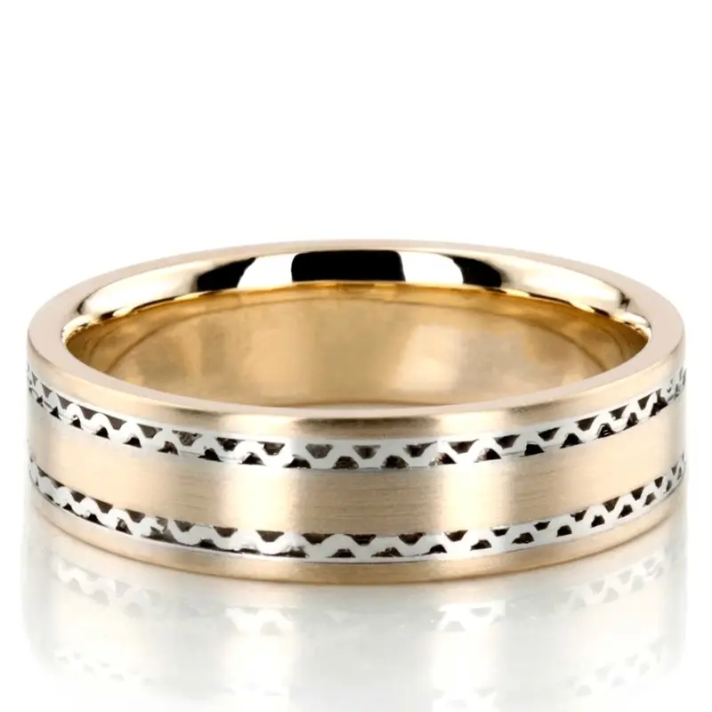 18K y-w-y-w-y gold 6.5mm satin hand-made-contemporary-wedding-band - main view