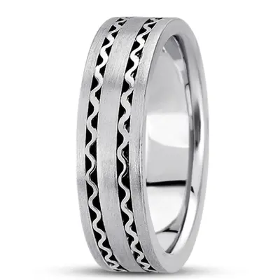 10K white gold 6.5mm satin hand-made-contemporary-wedding-band - alternate view 3 thumbnail