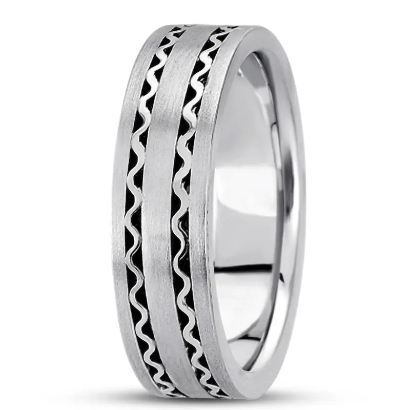 18K white gold 6.5mm satin hand-made-contemporary-wedding-band - alternate view 3