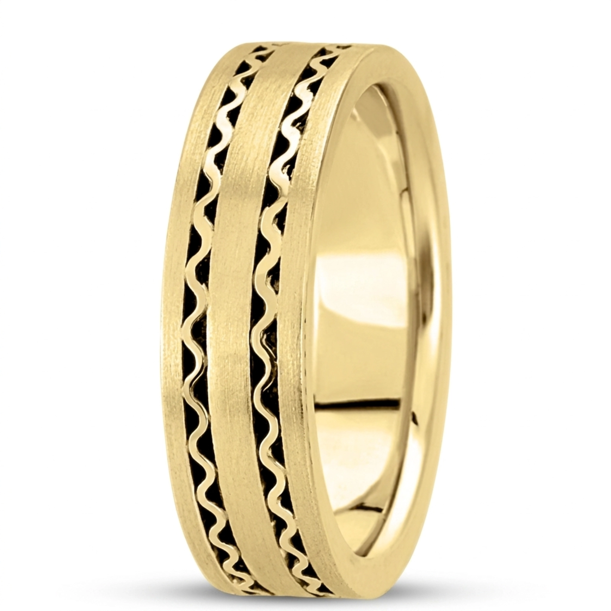10K yellow gold 6.5mm satin hand-made-contemporary-wedding-band - alternate view 4