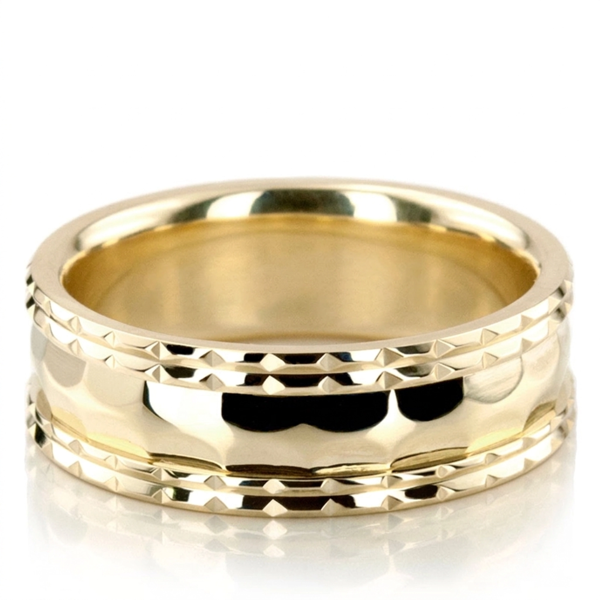 10K yellow gold 8mm. high polish hand-made-wedding-bands - main view