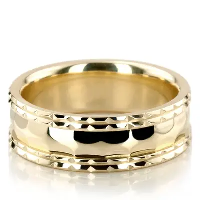 10K yellow gold 8mm. high polish hand-made-wedding-bands - main view thumbnail