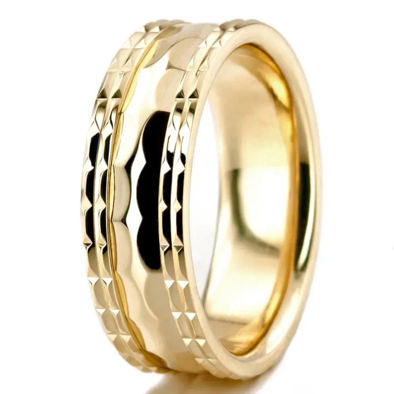 14K yellow gold 8mm. high polish hand-made-wedding-bands - alternate view 3