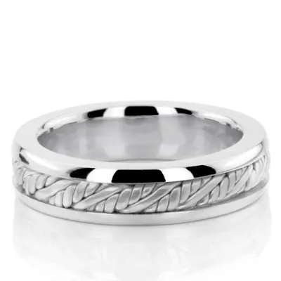 10K white gold 6mm. satin hand-made-wedding-band-round-finish - main view thumbnail