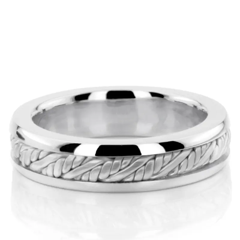 platinum 6mm. satin hand-made-wedding-band-round-finish - main view