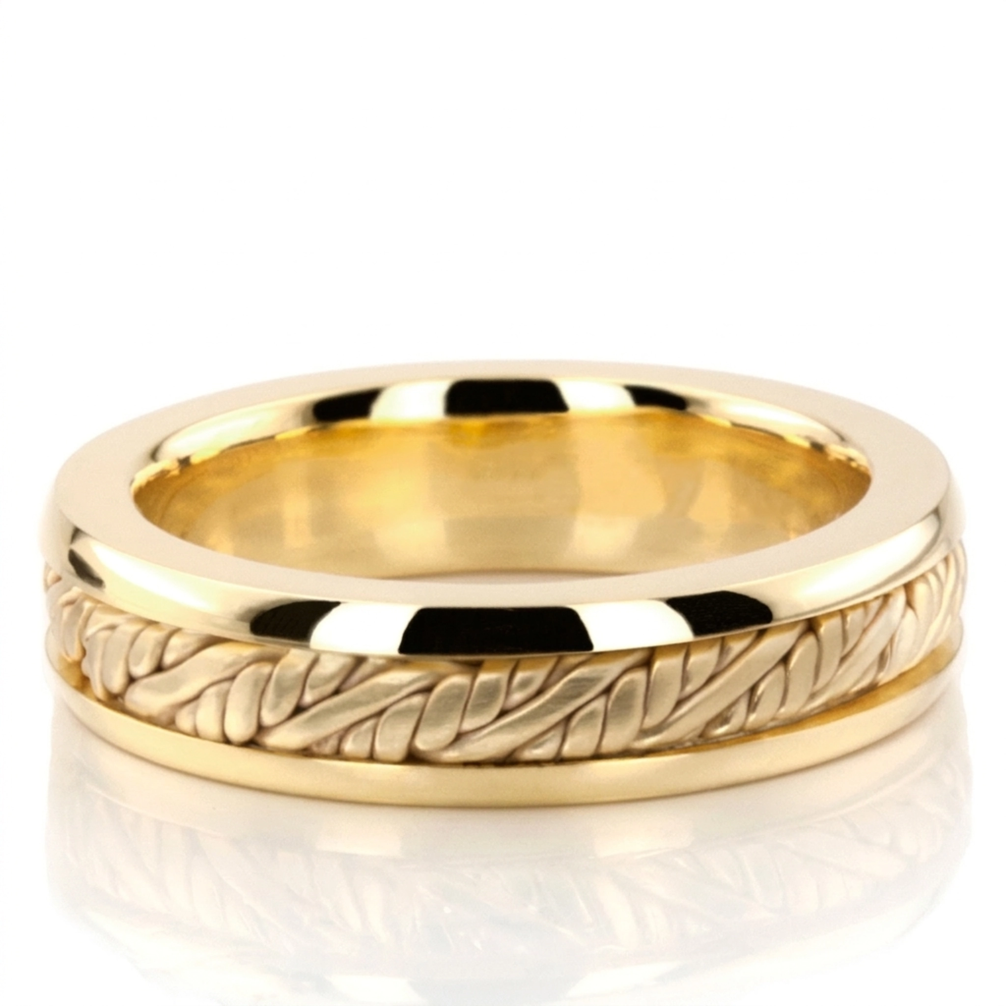 10K yellow gold 6mm. satin hand-made-wedding-band-round-finish - alternate view 2