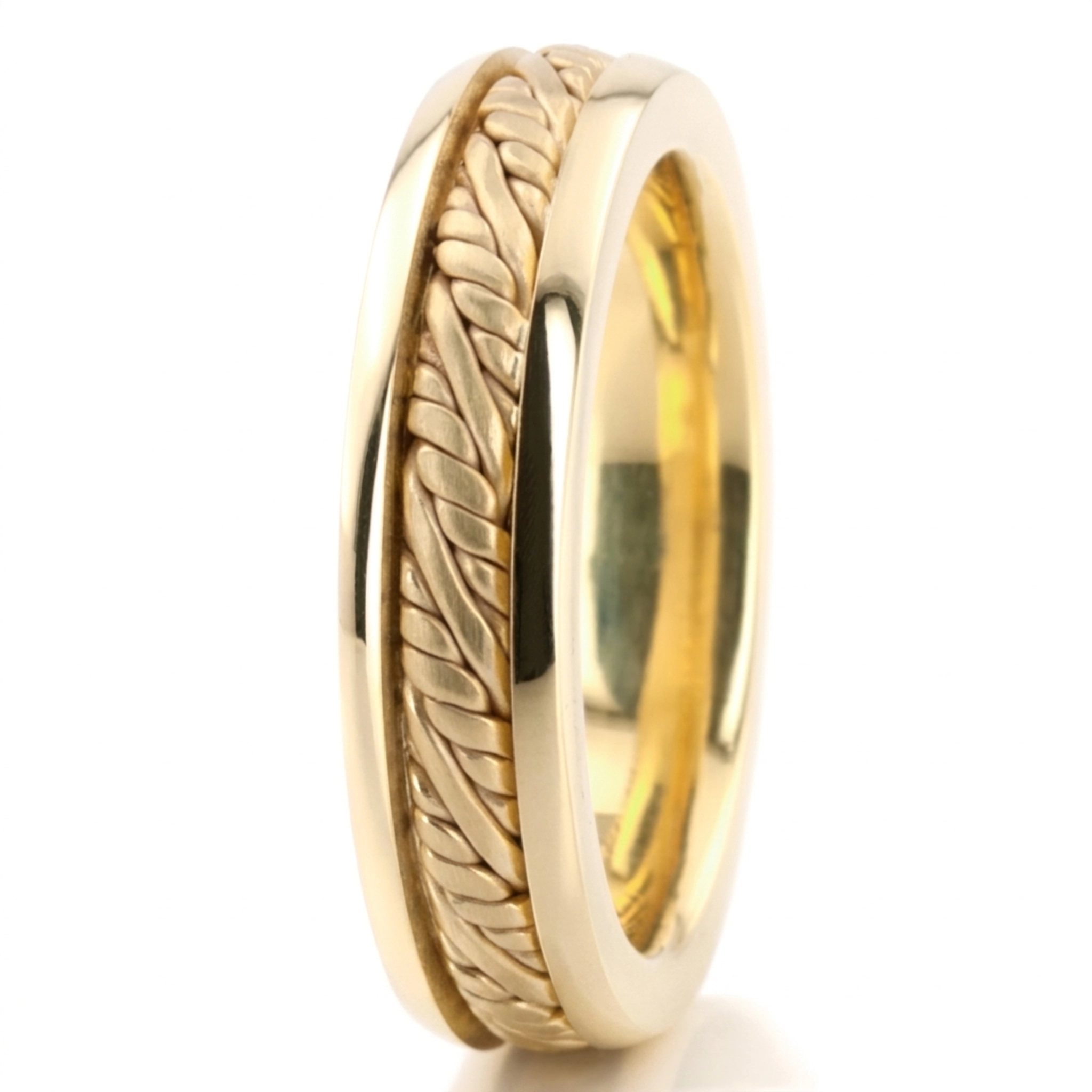 10K yellow gold 6mm. satin hand-made-wedding-band-round-finish - alternate view 3