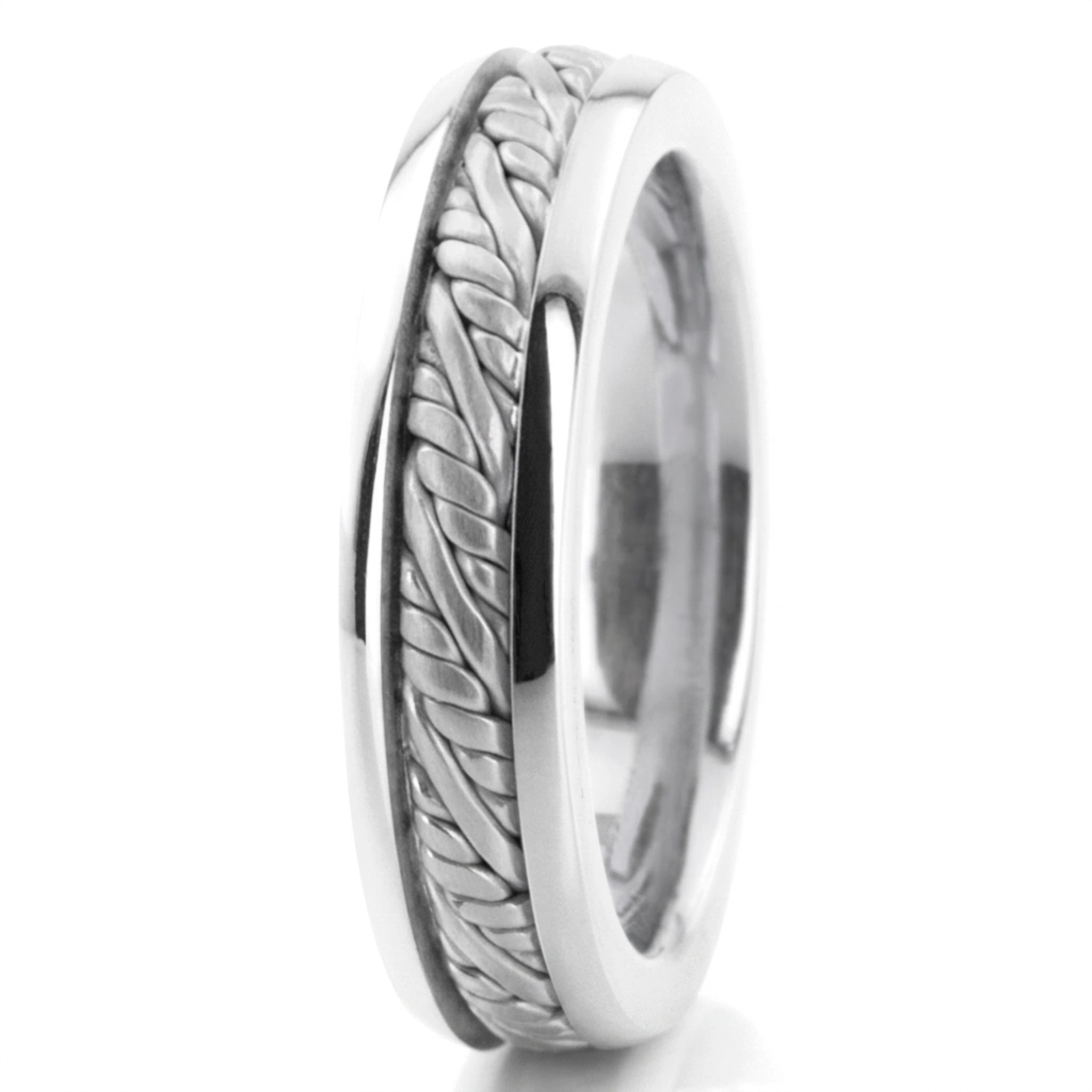 10K white gold 6mm. satin hand-made-wedding-band-round-finish - alternate view 4