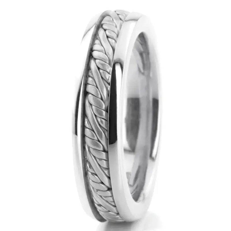 platinum 6mm. satin hand-made-wedding-band-round-finish - alternate view 4