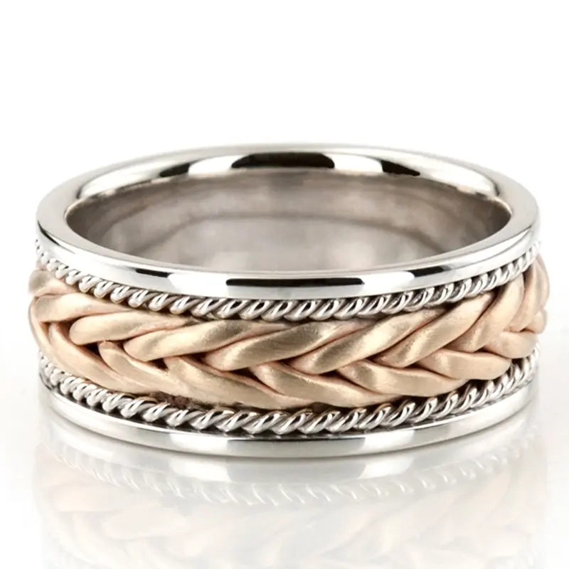 platinum 9mm. satin hand-made-woven-wedding-band - alternate view 2