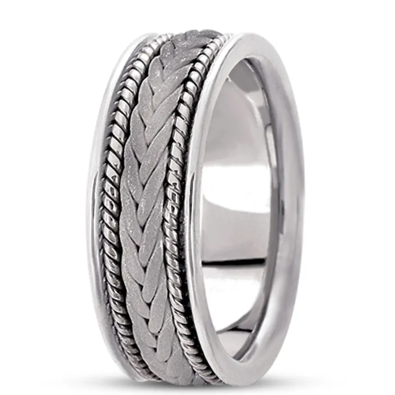platinum 7mm. sand blast hand-made-woven-wedding-band - alternate view 5