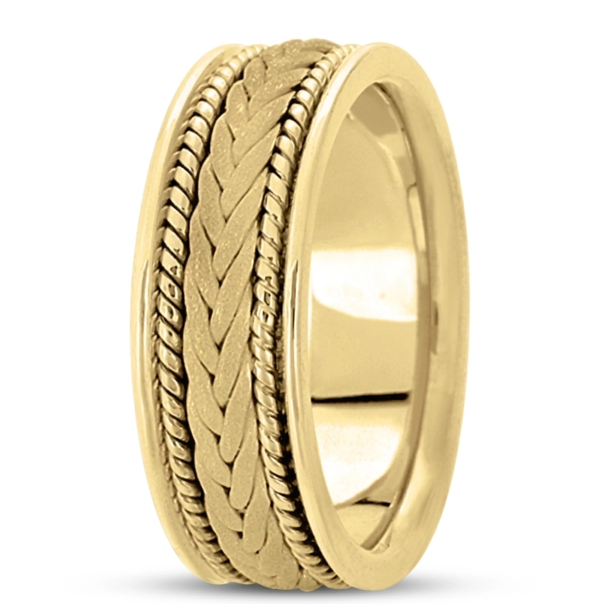 10K yellow gold 7mm. sand blast hand-made-woven-wedding-band - alternate view 4