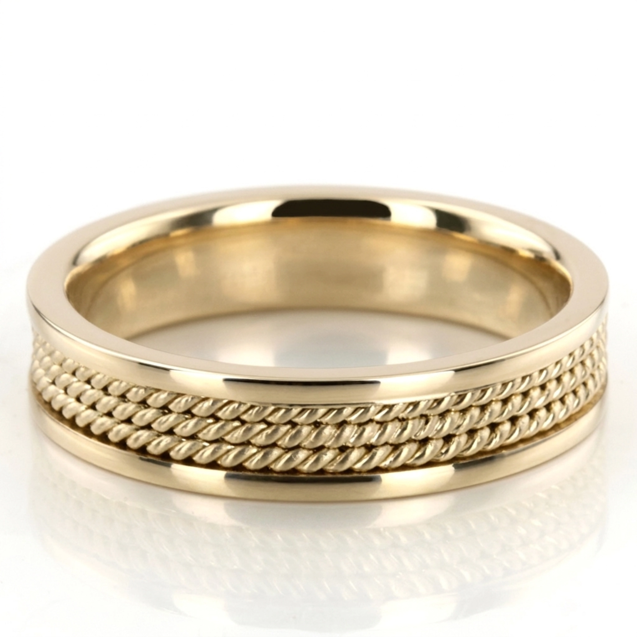 10K yellow gold 5mm. high polish hand-made-woven-wedding-band - alternate view 5