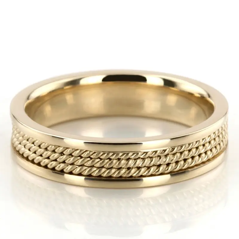 10K yellow gold 5mm. high polish hand-made-woven-wedding-band - alternate view 6
