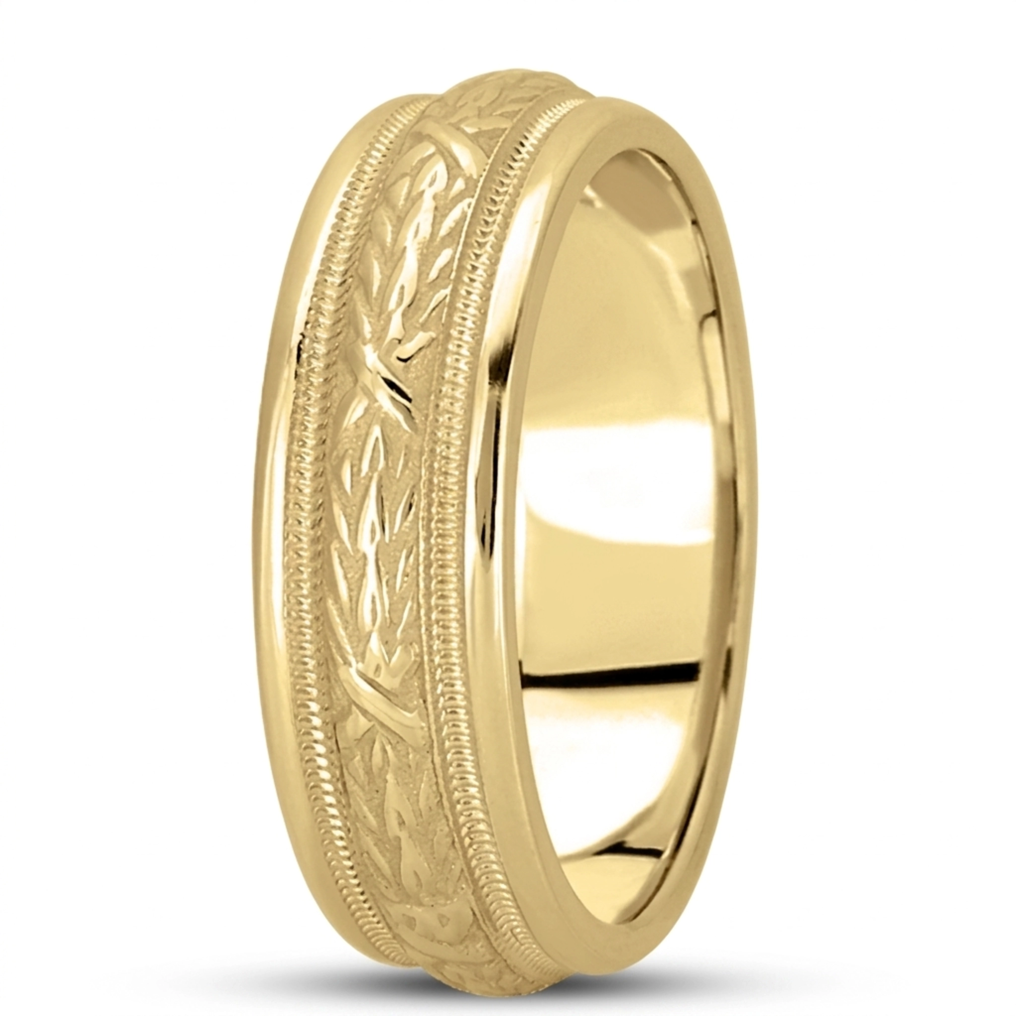10K yellow gold 6.5mm high polish hand-made-antique-wedding-band - alternate view 4