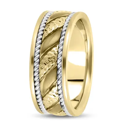 10K y-w-y-w-y gold 9mm. high polish hand-made-hand-woven-wedding-band - alternate view 3 thumbnail