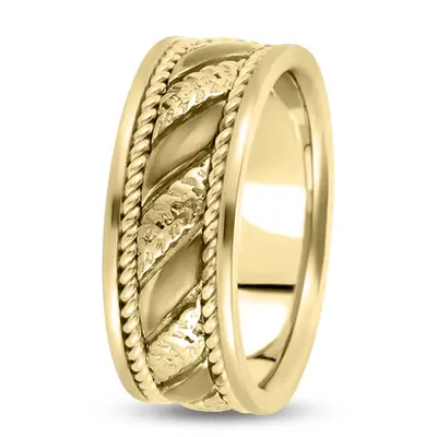 10K yellow gold 9mm. high polish hand-made-hand-woven-wedding-band - alternate view 5 thumbnail