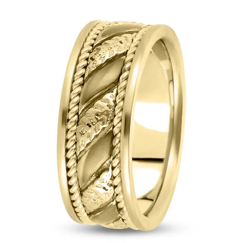 10K yellow gold 9mm. high polish hand-made-hand-woven-wedding-band - alternate view 5