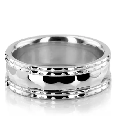 10K white gold 8mm. high polish hand-made-wedding-bands - alternate view 2 thumbnail