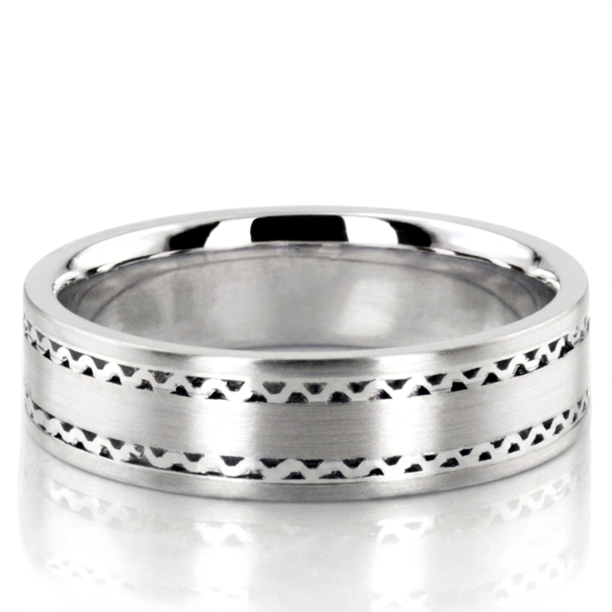 10K white gold 6.5mm satin hand-made-contemporary-wedding-band - alternate view 2