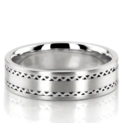 10K white gold 6.5mm satin hand-made-contemporary-wedding-band - alternate view 2 thumbnail