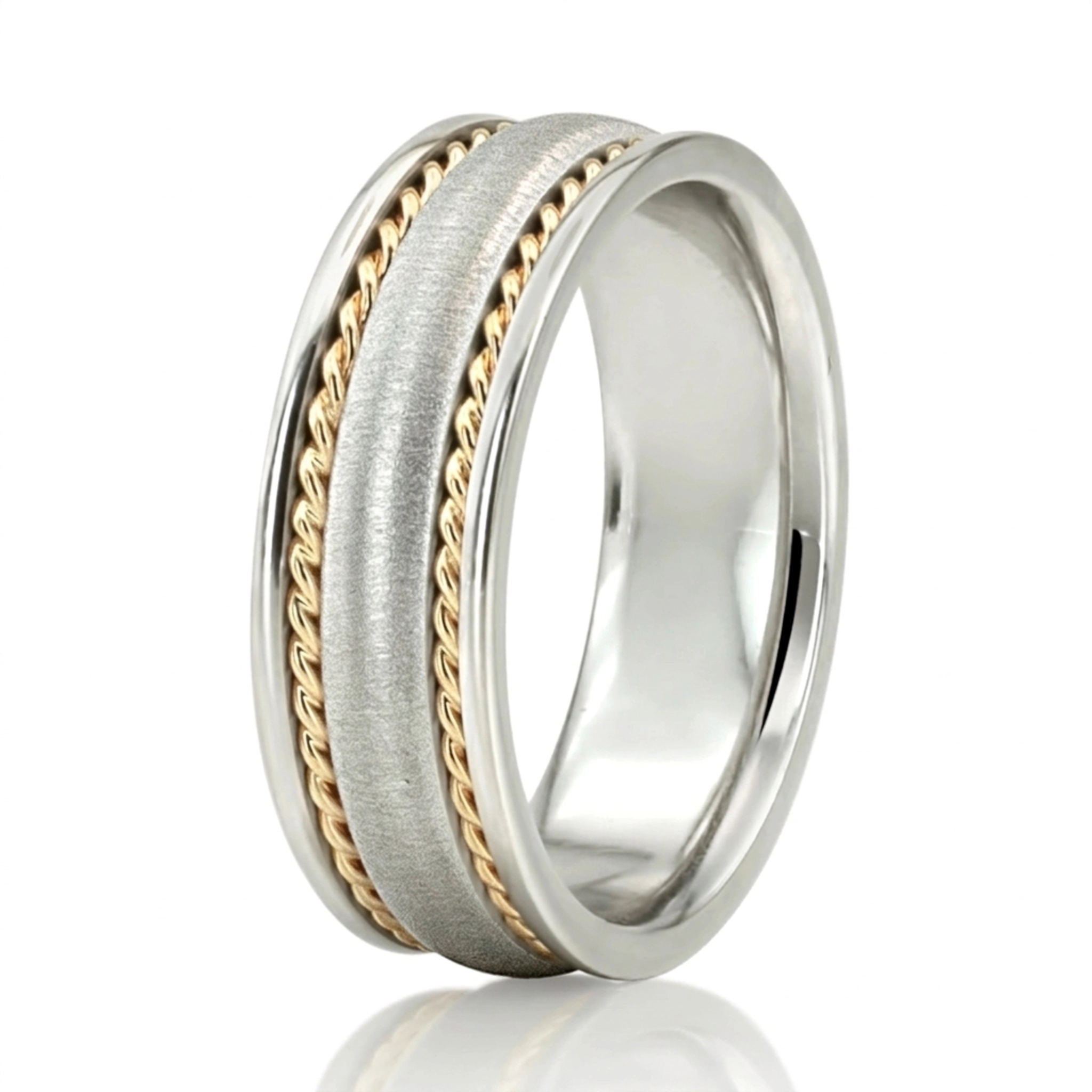 10K w-y-w-y-w gold 7mm. cross satin hand-made-wedding-band - alternate view 7