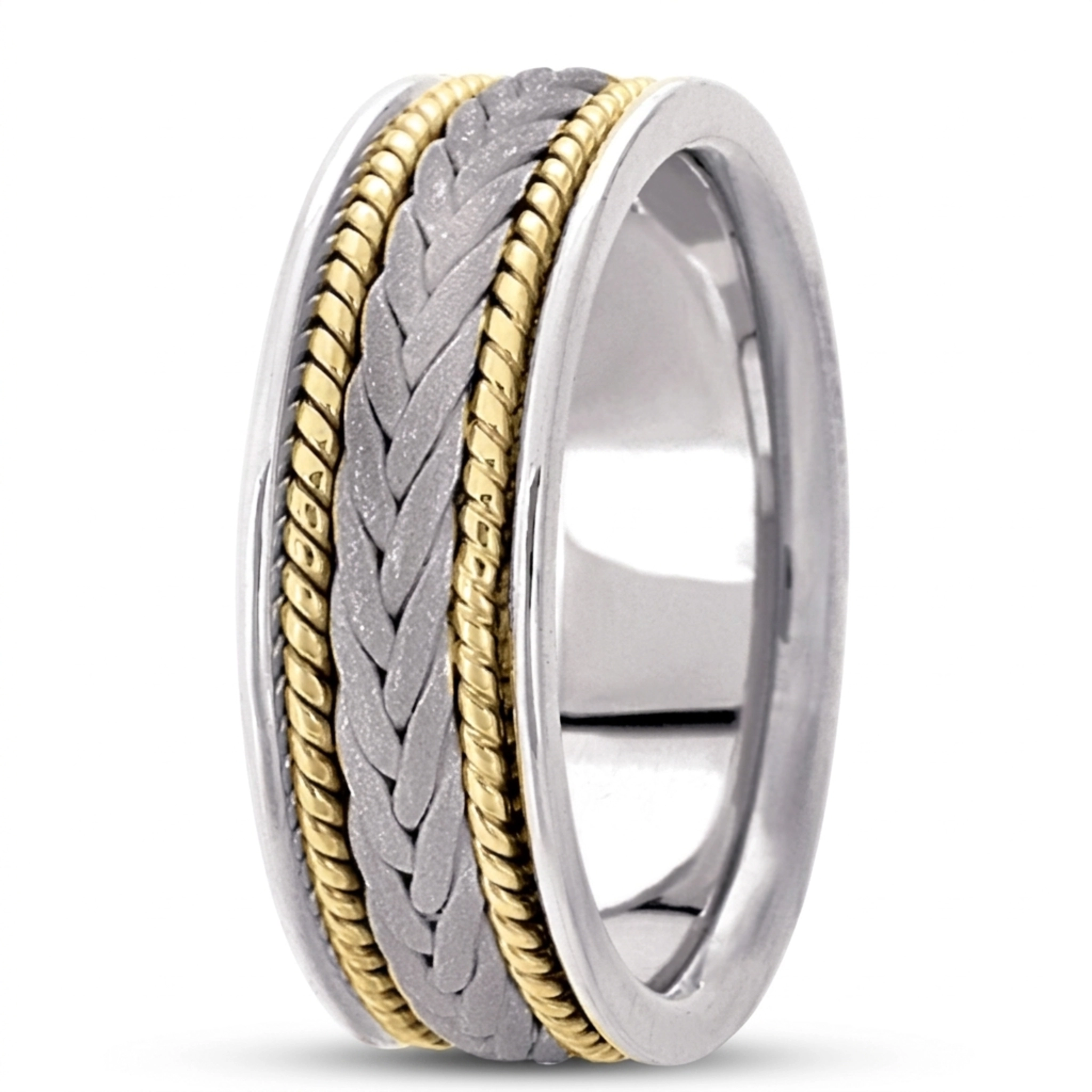 10K w-y-w-y-w gold 7mm. sand blast hand-made-woven-wedding-band - alternate view 8