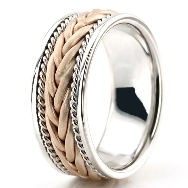 platinum 9mm. satin hand-made-woven-wedding-band - alternate view 10