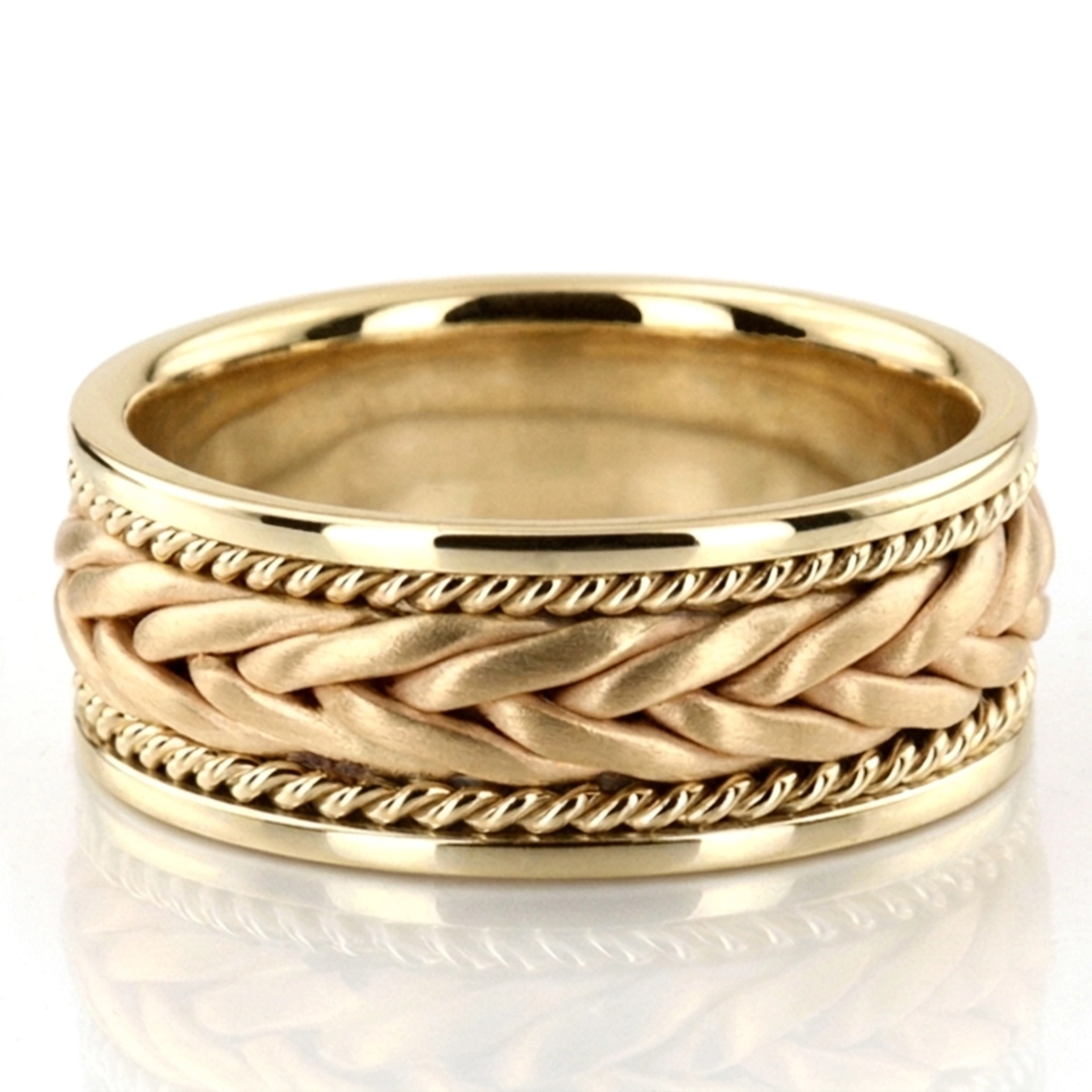 10K yellow gold 9mm. satin hand-made-woven-wedding-band - alternate view 2