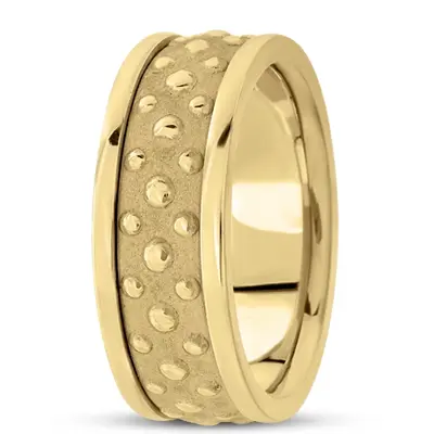 10K yellow gold 8mm. sand blast hand-made-contemporary-wedding-band - alternate view 3 thumbnail