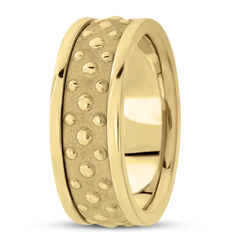 14K yellow gold 8mm. sand blast hand-made-contemporary-wedding-band - alternate view 3