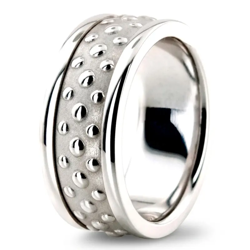14K white gold 8mm. sand blast hand-made-contemporary-wedding-band - alternate view 6