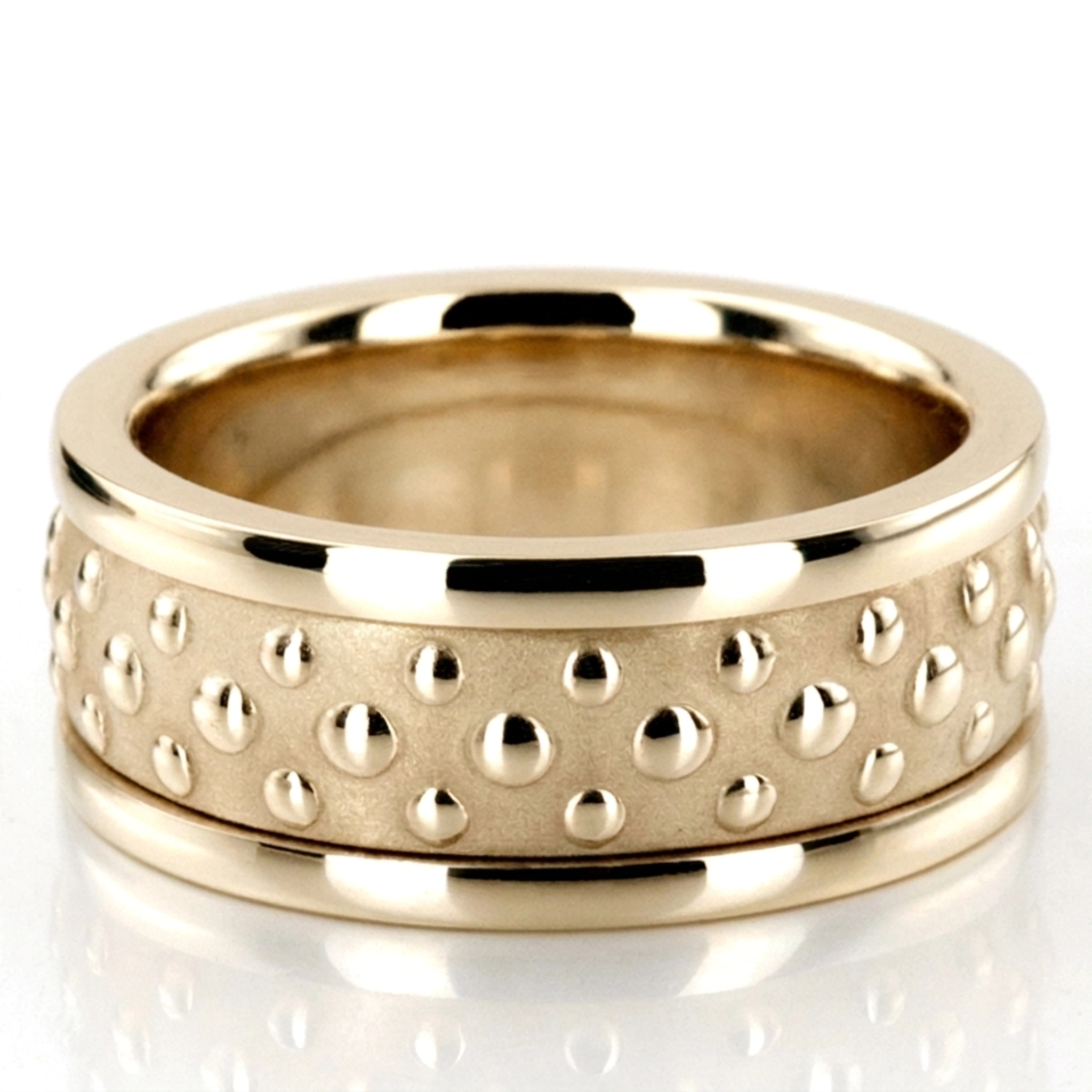 10K yellow gold 8mm. sand blast hand-made-contemporary-wedding-band - alternate view 2