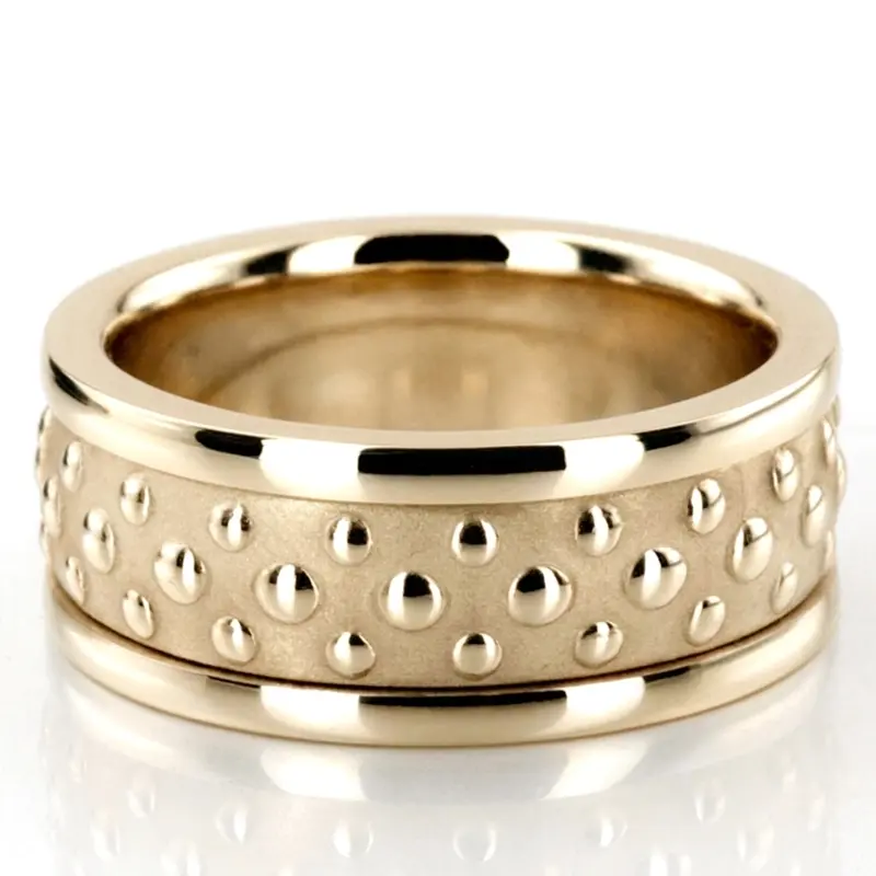 14K yellow gold 8mm. sand blast hand-made-contemporary-wedding-band - alternate view 2