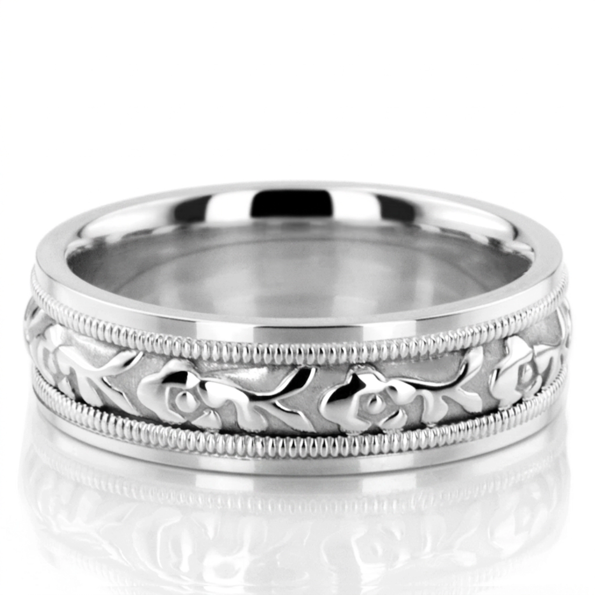 10K white gold 6.5mm high polish hand-made-antique-wedding-band - alternate view 2