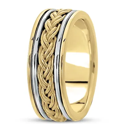 10K y-w-y-w-y gold 8mm. high polish Double-Braided-Handmade-Wedding-Band - alternate view 8 thumbnail