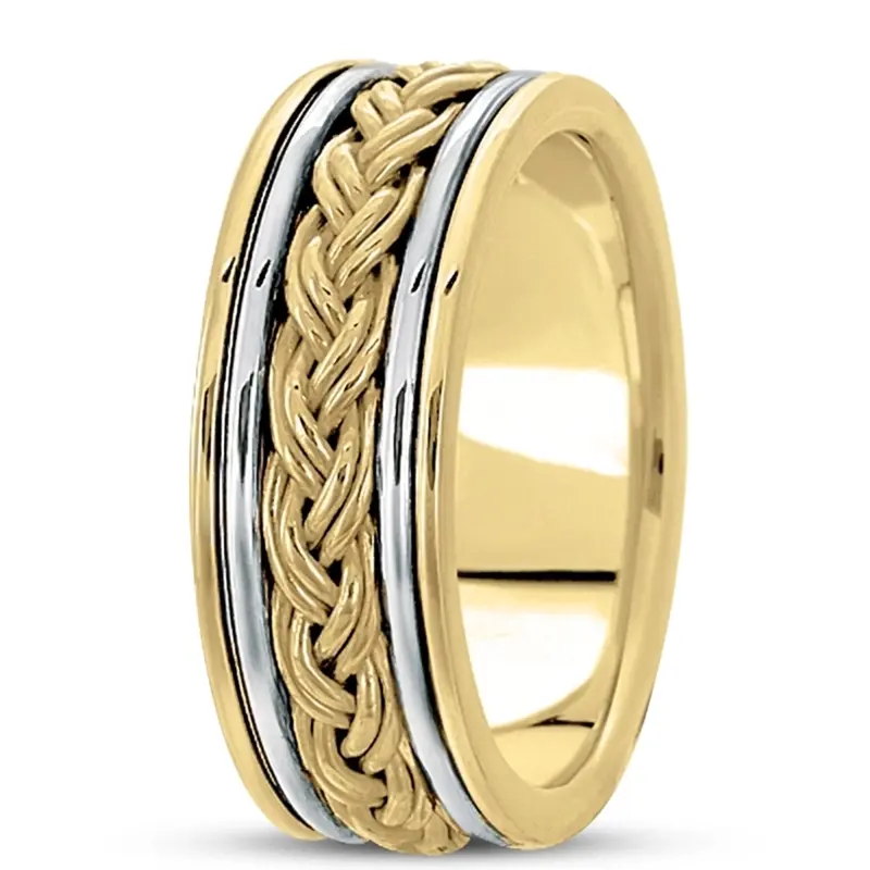 10K y-w-y-w-y gold 8mm. high polish Double-Braided-Handmade-Wedding-Band - alternate view 8