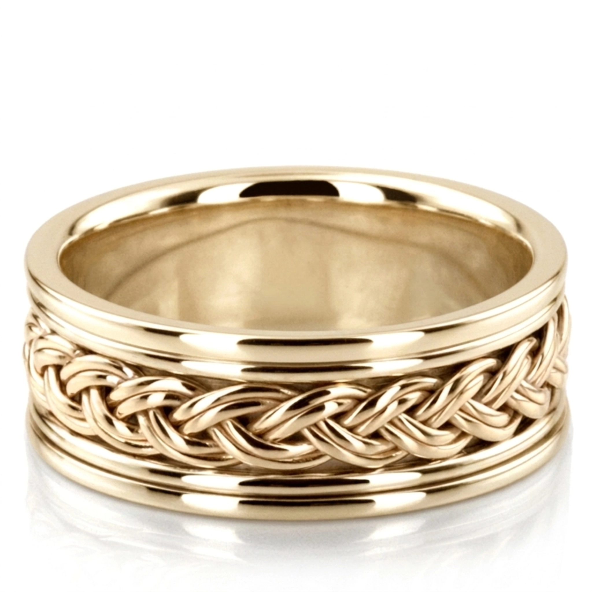 10K yellow gold 8mm. high polish Double-Braided-Handmade-Wedding-Band - alternate view 2