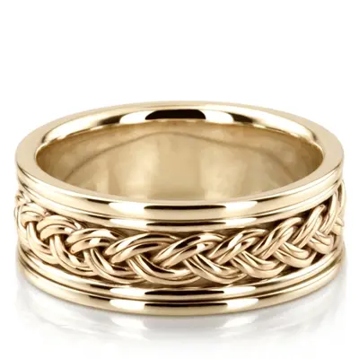 10K yellow gold 8mm. high polish Double-Braided-Handmade-Wedding-Band - alternate view 2 thumbnail