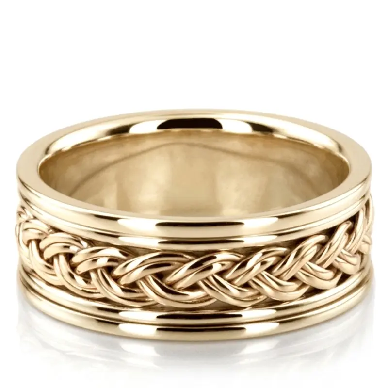 10K yellow gold 8mm. high polish Double-Braided-Handmade-Wedding-Band - alternate view 2